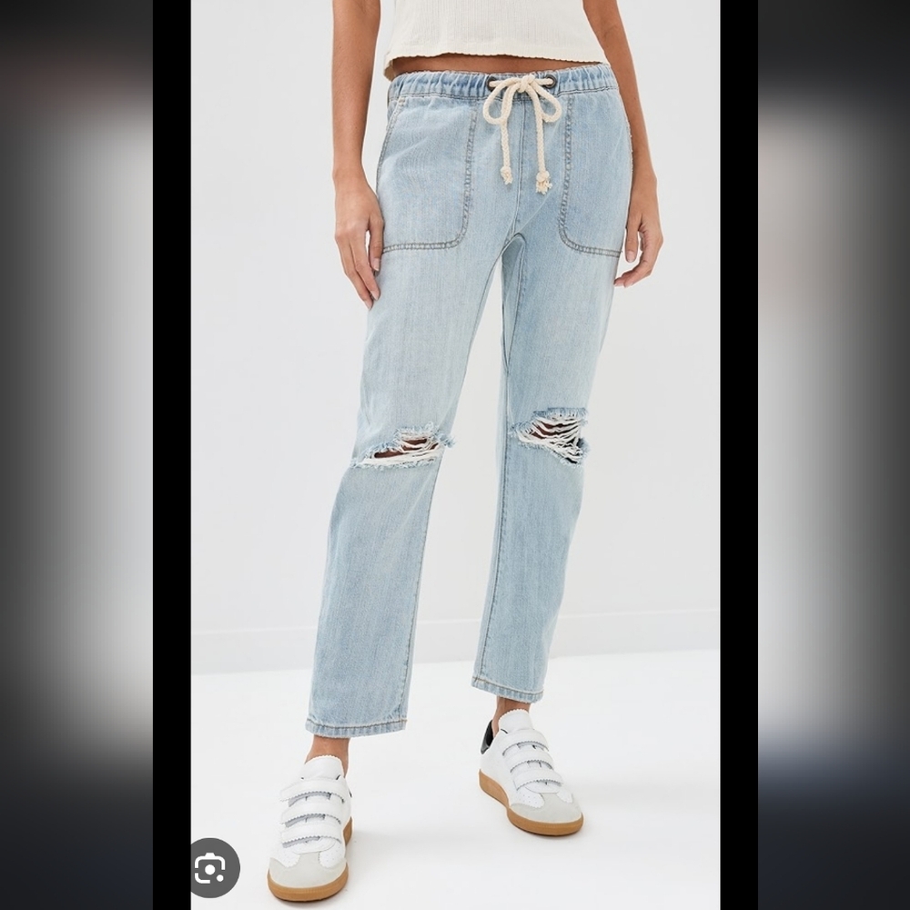 One Teaspoon Light Blue Distressed Women Jeans